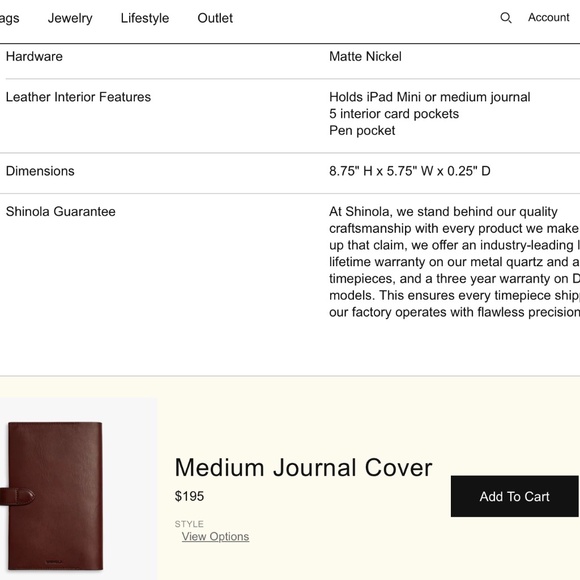 SHINOLA DETROIT LEATHER IPAD MINI / MED. JOURNAL TWO OPTIONS - Picture 2 of 14